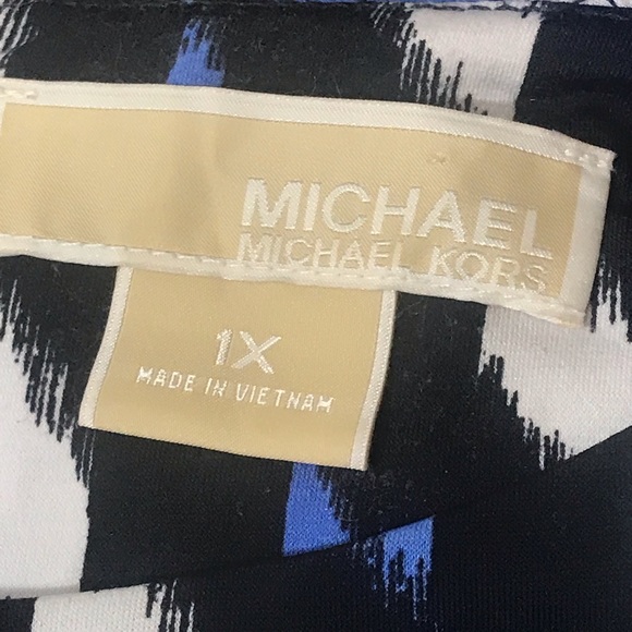 Michael Kors Navy Blue Print Sheath Dress Sz 1X - Picture 4 of 6